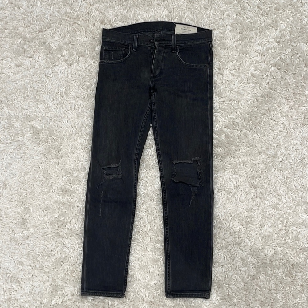 Rag and Bone • Men Dark Grey Distressed Standard Issue 29 Jeans Fit 1 Skinny Leg